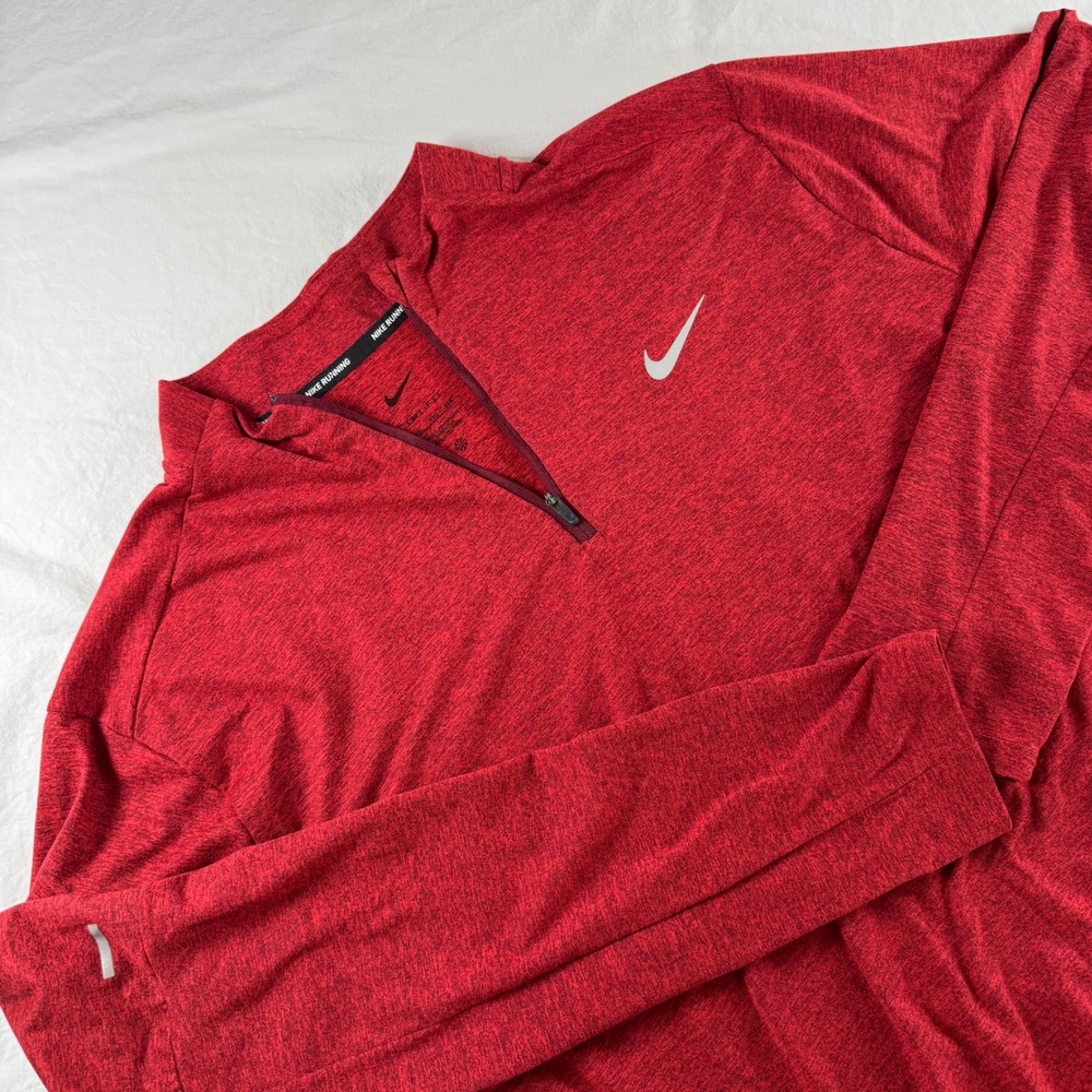 Nike Running Men's Sz XXL Heathered Red Dri-FIT Quarter Zip Reflective Pullover
